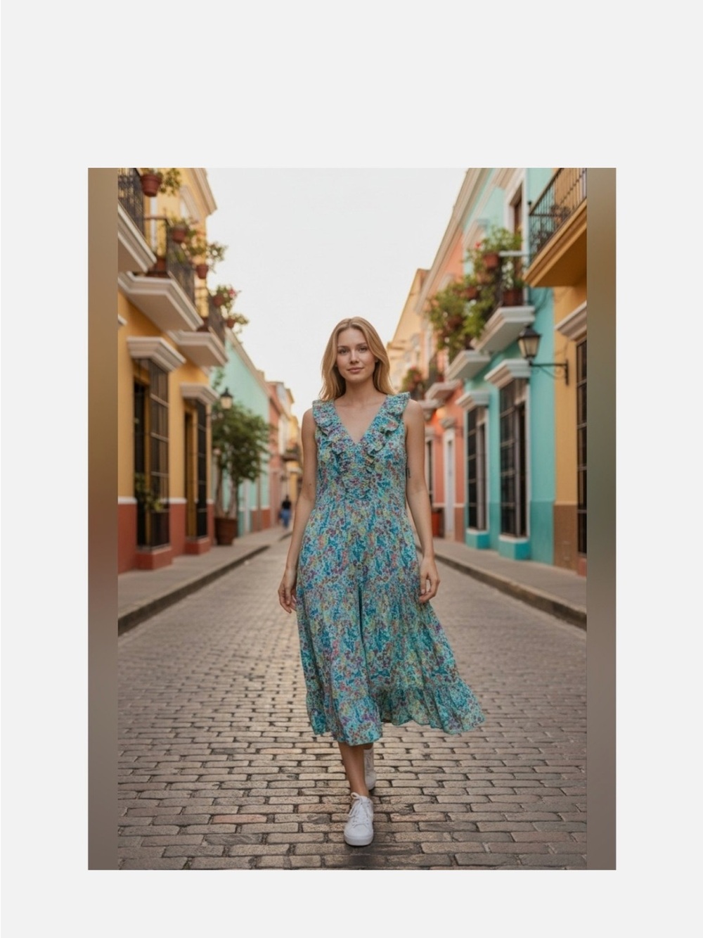 J.Crew Printed Smocked Ruffleneck Midi Dress size 4
